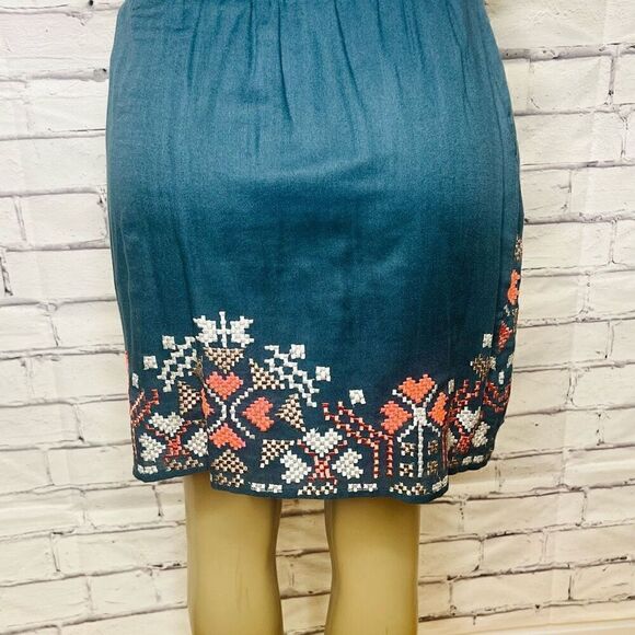 Anthropologie Yoana Baraschi Women's Blue Embroidered Blouson Dress Size Small - Picture 7 of 11